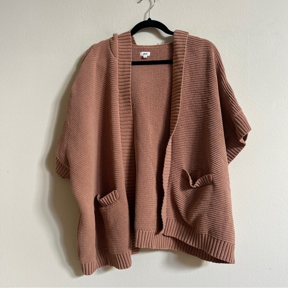 Aerie Women's Chunky Open Knit Cardigan Sweater XS/Small Camel Brown Oversized - Picture 3 of 4